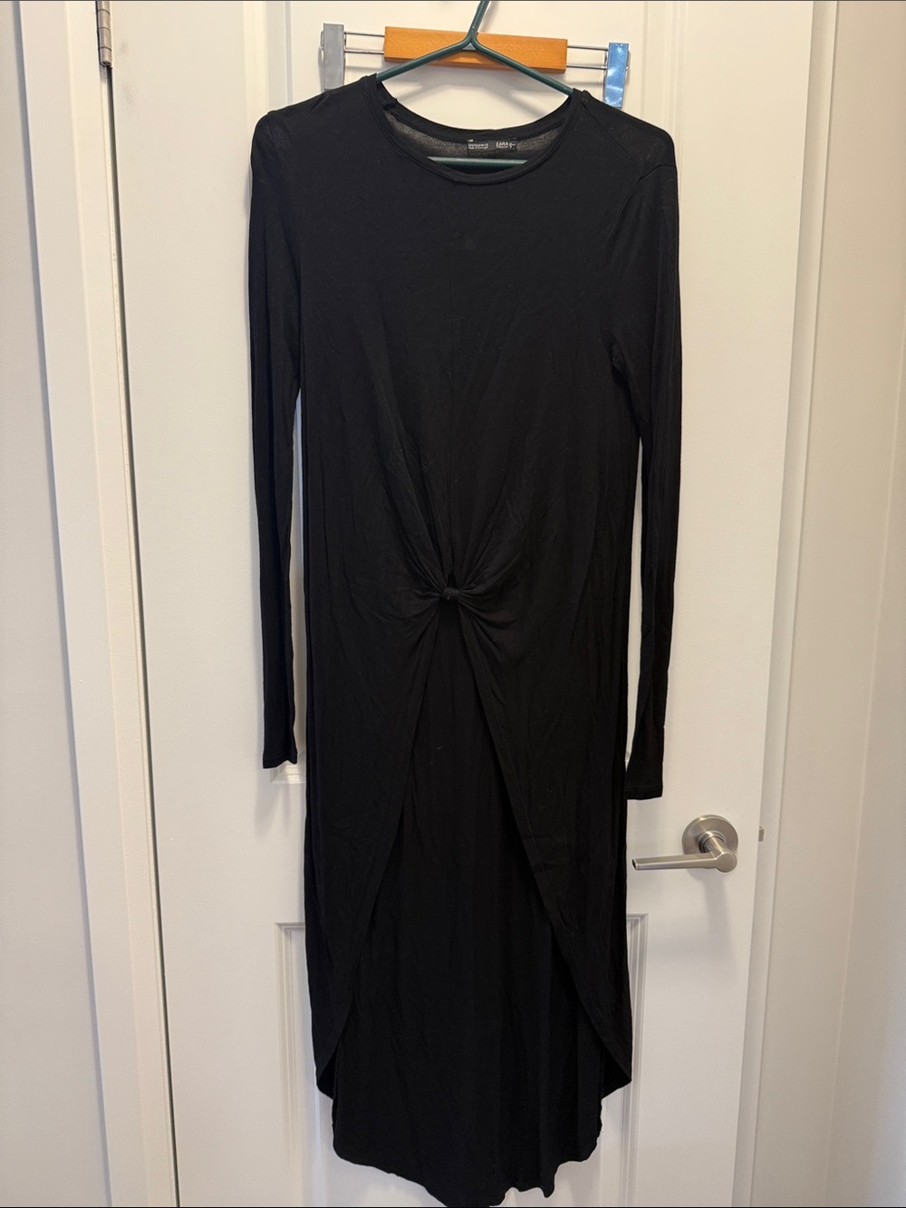 Zara Black Long-Sleeve Knot-Front top